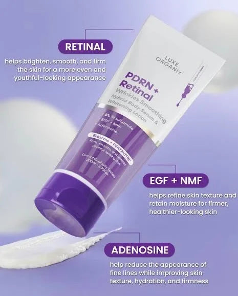 LUXE ORGANIX PDRN + RETINAL Wrinkle Smoothing Hybrid Body Serum & Whitening Lotion 200ML