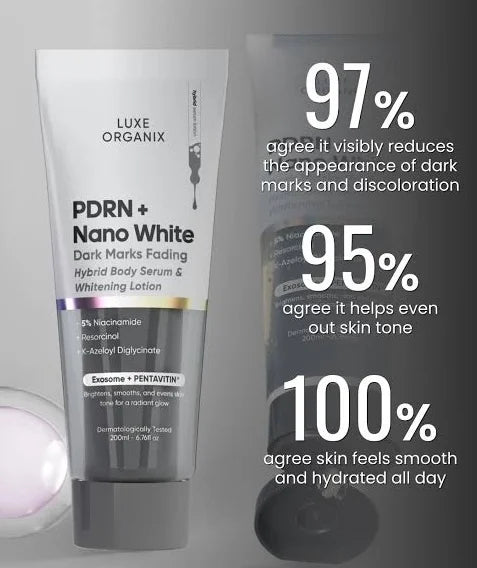 LUXE ORGANIX PDRN + Nano White Dark Marks Fading Hybrid Body Serum & Whitening Lotion