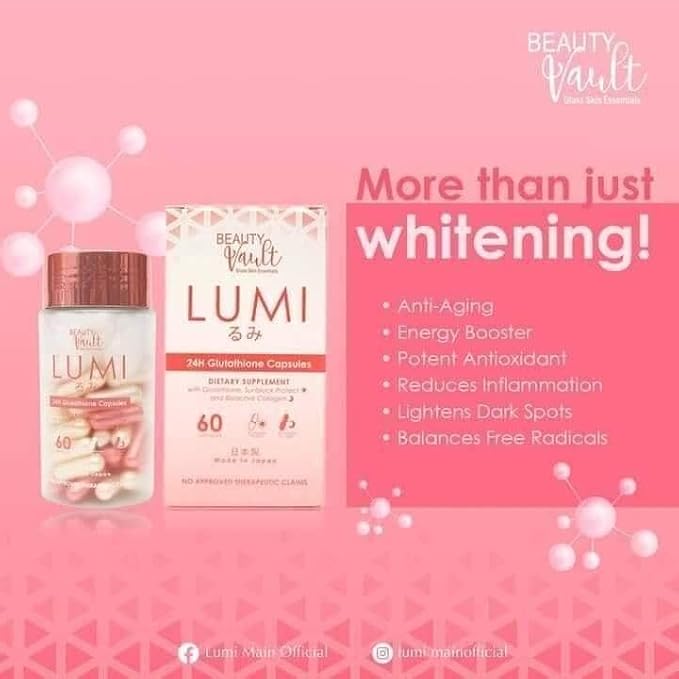 Beauty Vault LUMI 24H Glutathione Capsules (60 Caps) 1 Box
