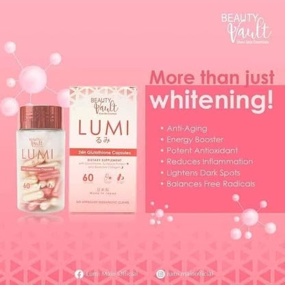Beauty Vault LUMI 24H Glutathione Capsules (60 Caps) 1 Box