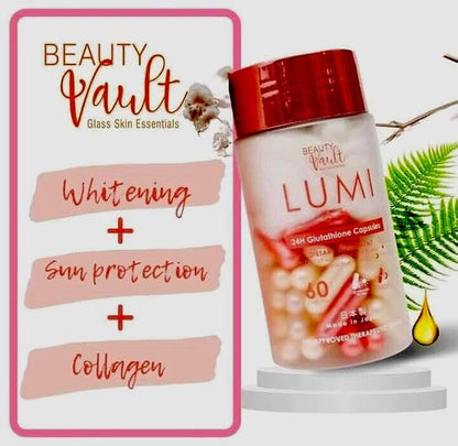 Beauty Vault LUMI 24H Glutathione Capsules (60 Caps) 1 Box