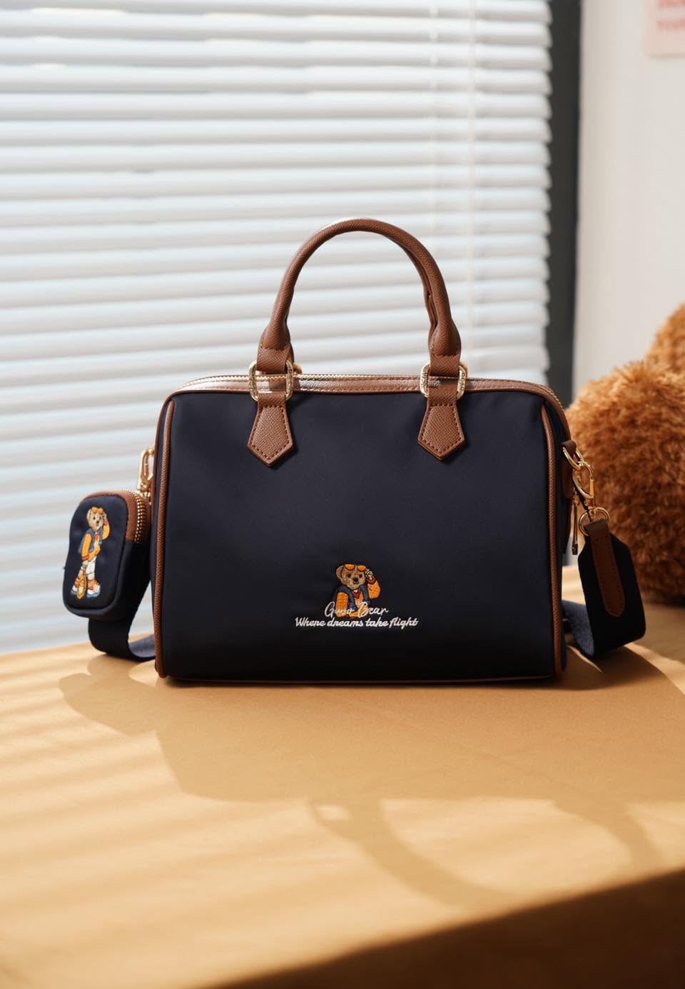 GUOO BEAR Nylon Leather Embroidered Pillow Bag