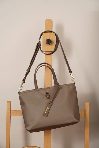 GUOO BEAR Leather Nylon Embroidered Single Shoulder Crossbody Bag MEDIUM