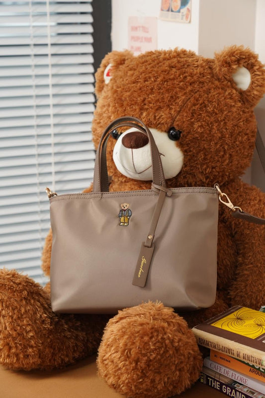 GUOO BEAR Leather Nylon Embroidered Single Shoulder Crossbody Bag MEDIUM