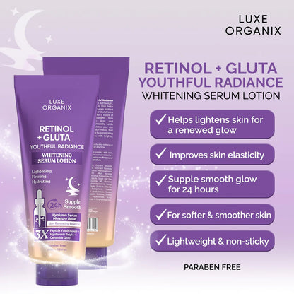Luxe Organix RETINOL + GLUTA WHITENING SERUM LOTION 350ML