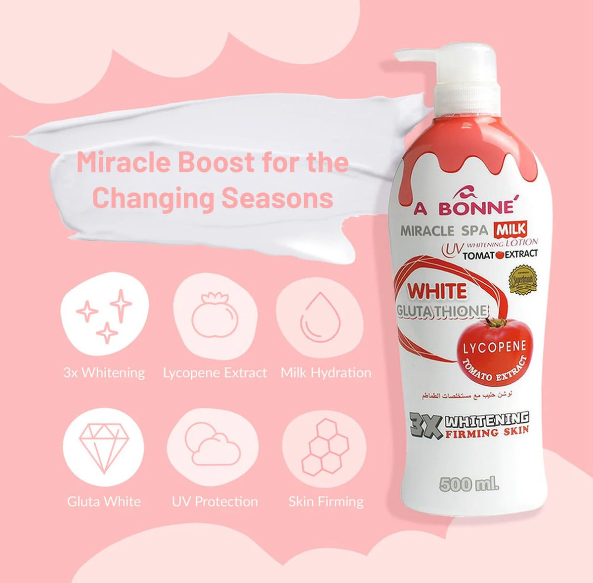 Abonne Miracle Spa Milk UV Whitening Body lotion + Tomato Extract | 500ml