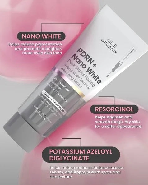 LUXE ORGANIX PDRN + Nano White Dark Marks Fading Hybrid Body Serum & Whitening Lotion