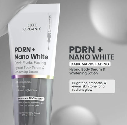 LUXE ORGANIX PDRN + Nano White Dark Marks Fading Hybrid Body Serum & Whitening Lotion