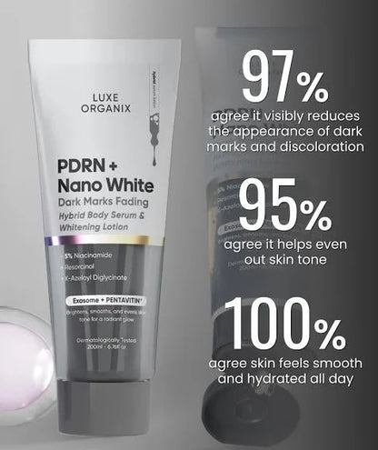 LUXE ORGANIX PDRN + Nano White Dark Marks Fading Hybrid Body Serum & Whitening Lotion