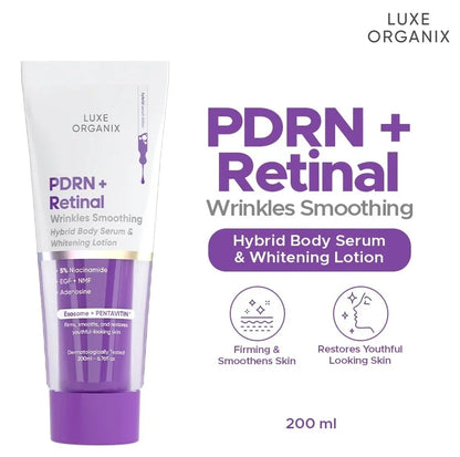 LUXE ORGANIX PDRN + RETINAL Wrinkle Smoothing Hybrid Body Serum & Whitening Lotion 200ML