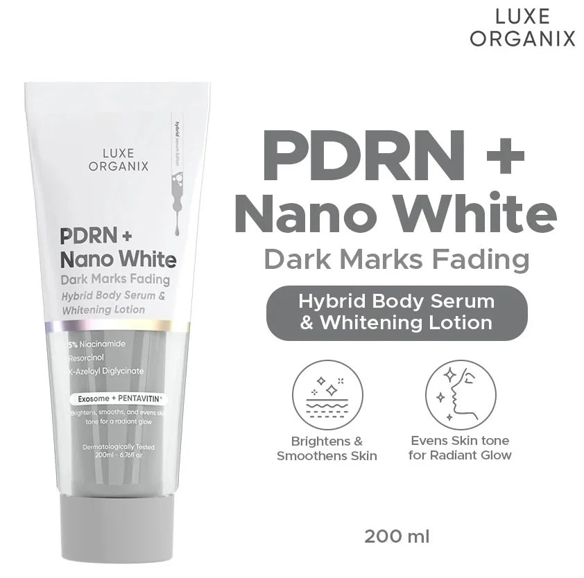 LUXE ORGANIX PDRN + Nano White Dark Marks Fading Hybrid Body Serum & Whitening Lotion