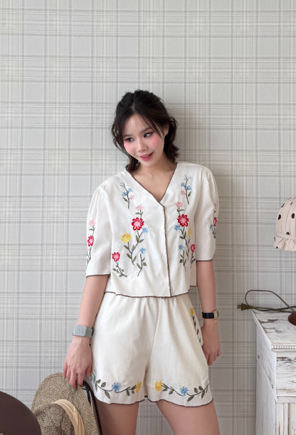 Womens Thailand BLOOMIE SET 🌼🤎 White / Brown ONE SIZE