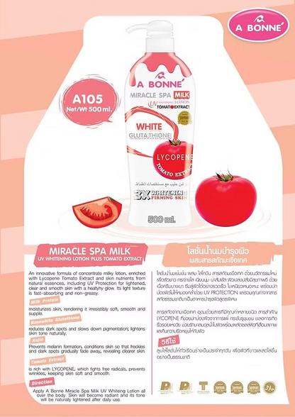 Abonne Miracle Spa Milk UV Whitening Body lotion + Tomato Extract | 500ml